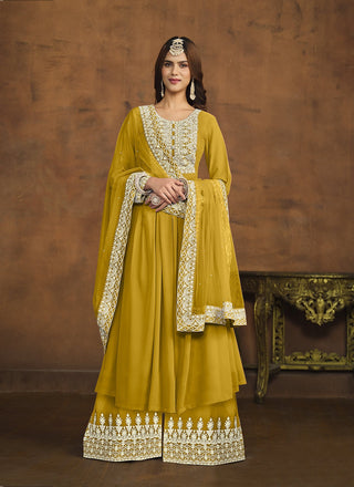 Mustard color georgette sharara suit for women price
