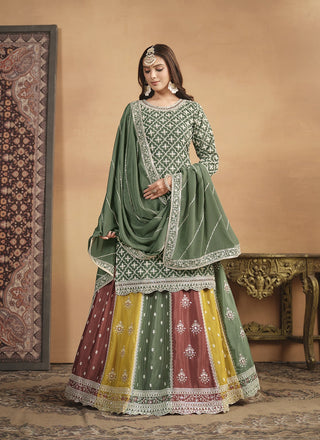 Dark green lehenga choli for women with price
