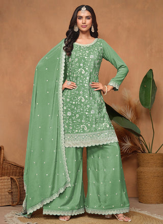 Pista Green chinon silk salwar suit