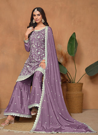 Fantasting Onion Chinon Silk Sequins Work Salwar Suit For Wedding