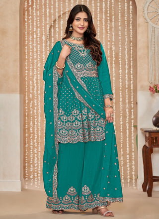 Teal Green Sharara Suit
