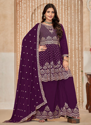 Wine sharara suit with dupatta
