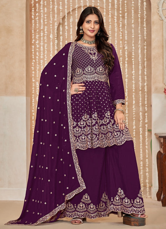 Wine sharara suit with dupatta
