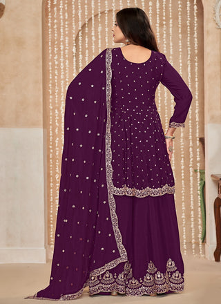 Wine sharara suit for wedding
