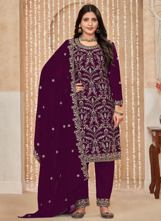 wine georgette salwar suit party wear with dupatta price
