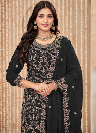 Black Georgette Ramzan Party Wear Salwar Suit For Women