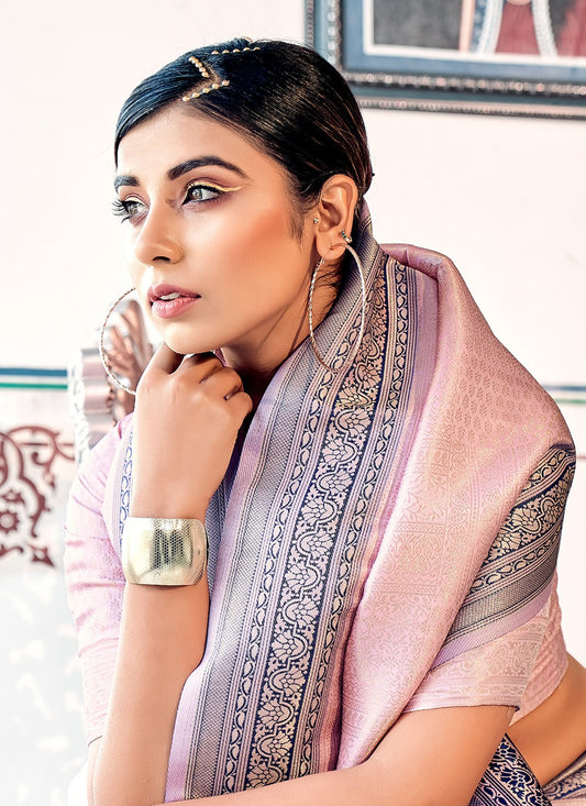 Baby pink saree wedding
