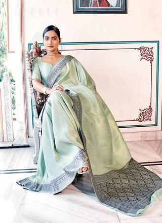 Light green silk saree for women
