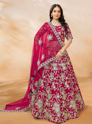 Pink silk lehenga choli for women with price
