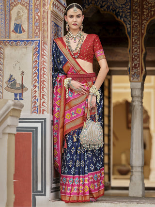 Navy blue color silk printed sarees with price
