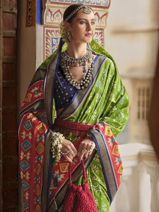 Parrot green saree Party Wear
