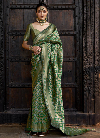 Green Banarasi Saree for Wedding
