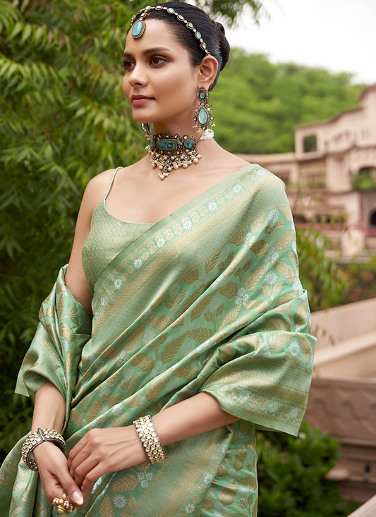 Light Green Banarasi Silk Saree
