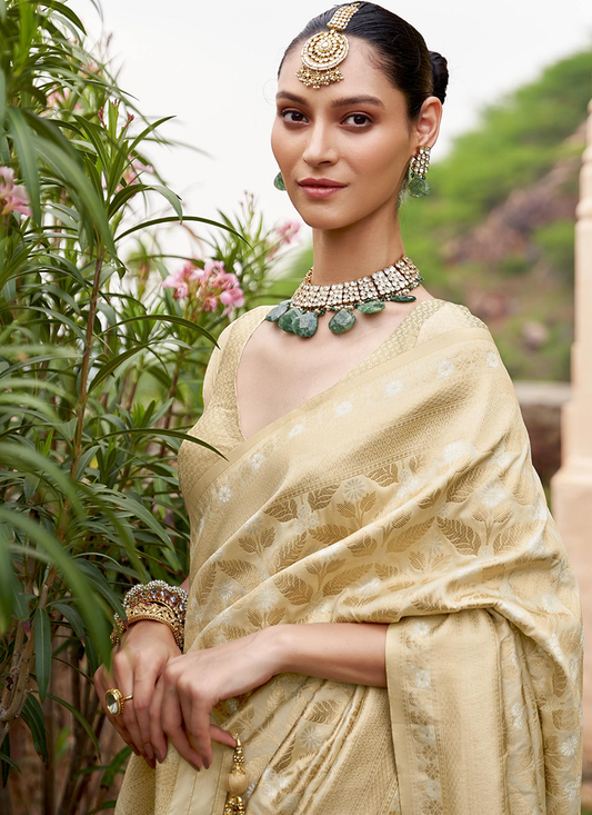 Beige Color Saree Party Wear

