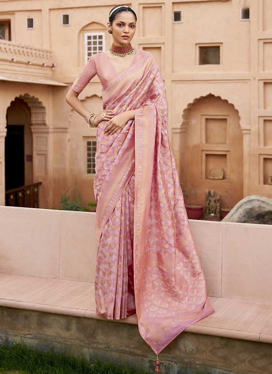 Pink Banarasi Saree for wedding
