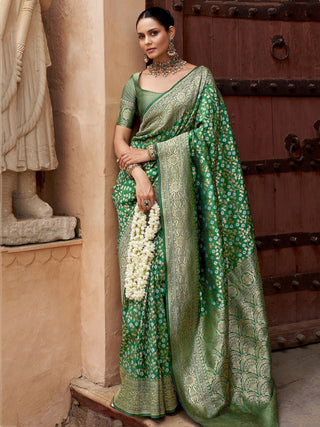 Green Banarasi Saree for Wedding
