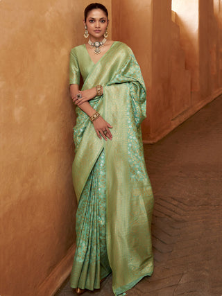 Green Banarasi Saree for Wedding
