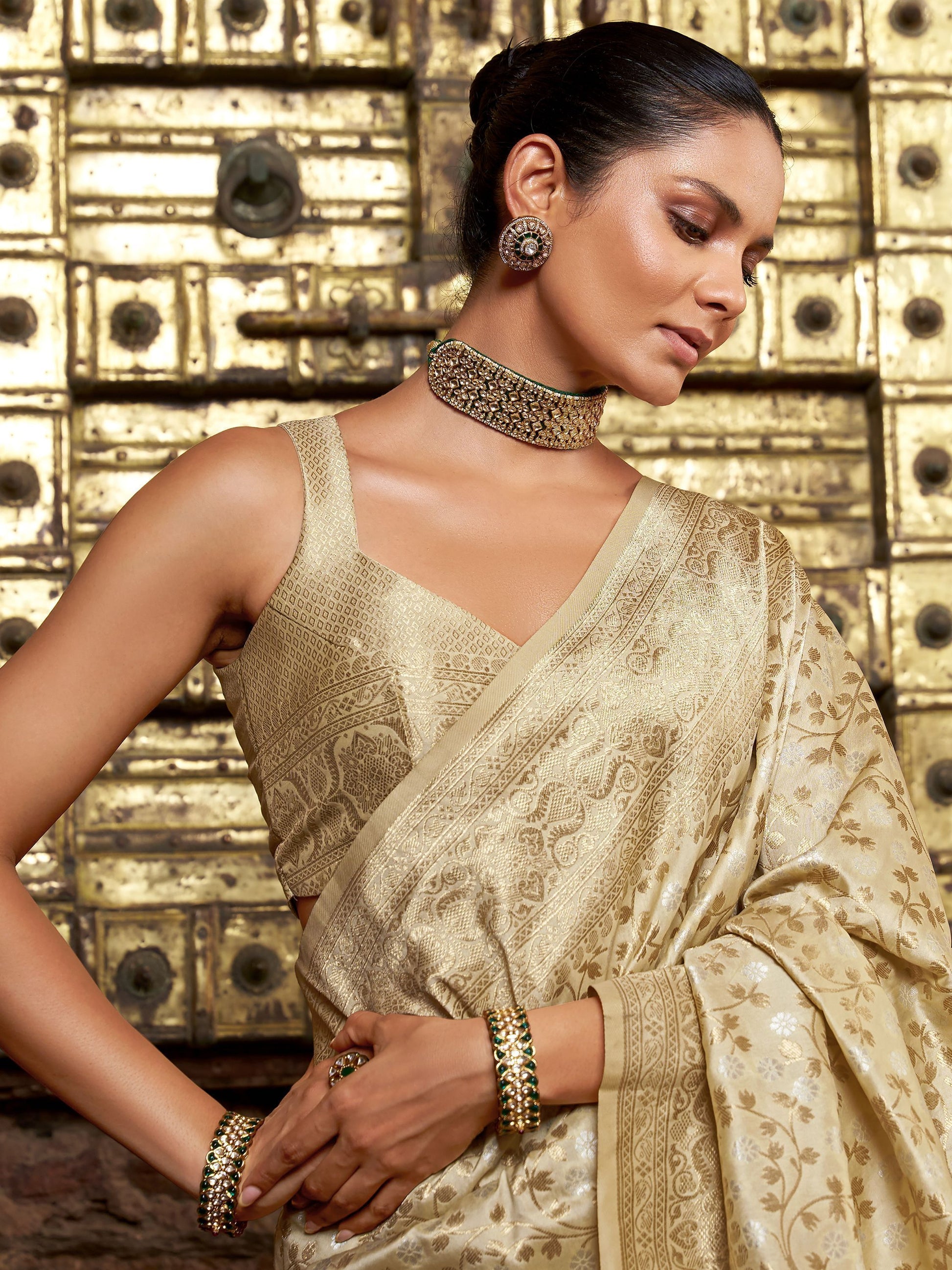 Beige Saree for Wedding
