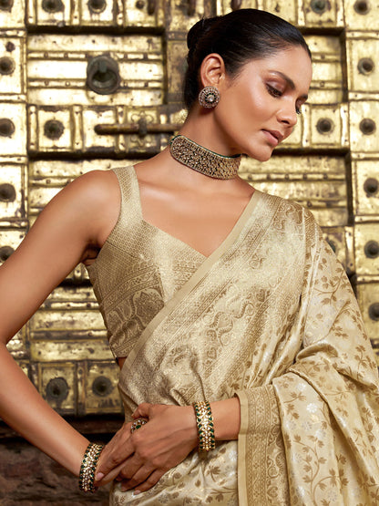 Beige Saree for Wedding
