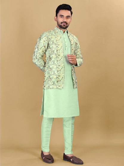 Green color wedding wear kurta