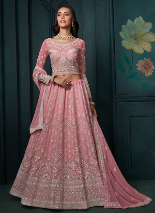 bridesmaids lehenga choli with dupatta pink