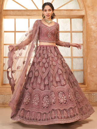 Onion soft net lehenga choli