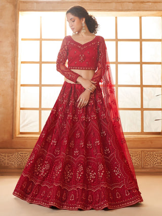 Red color wedding wear lehenga choli