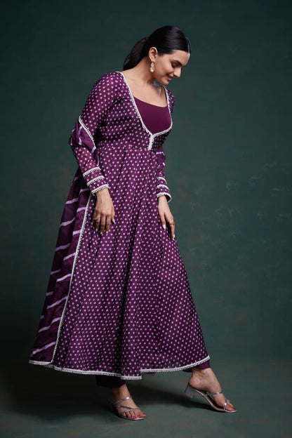 Purple color organza salwar suit with dupatta 