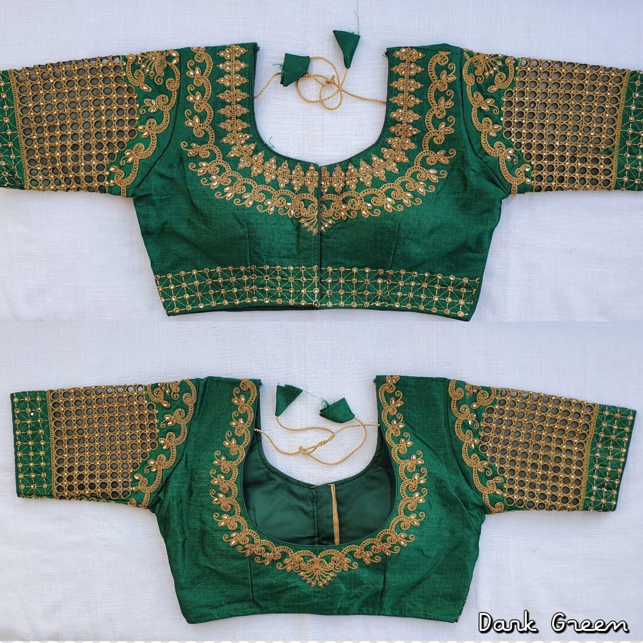 Dark green color phantom silk blouse 