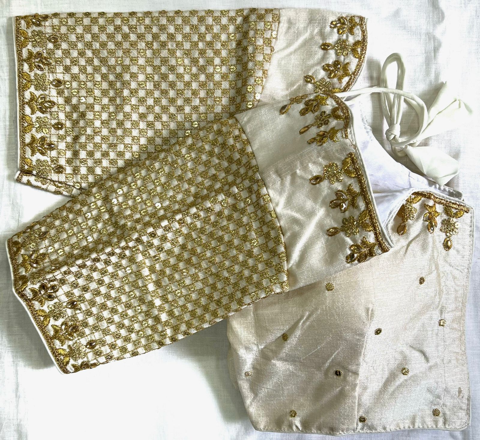 Off White color phantom silk sequins work stitched blouse online shopping