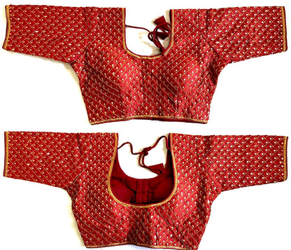 Rust color silk zari work blouse for women