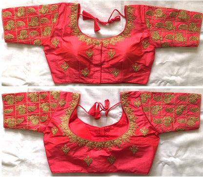 Peach color phantom silk blouse images