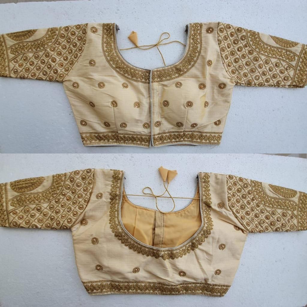 White color silk embroidery work readymade blouse