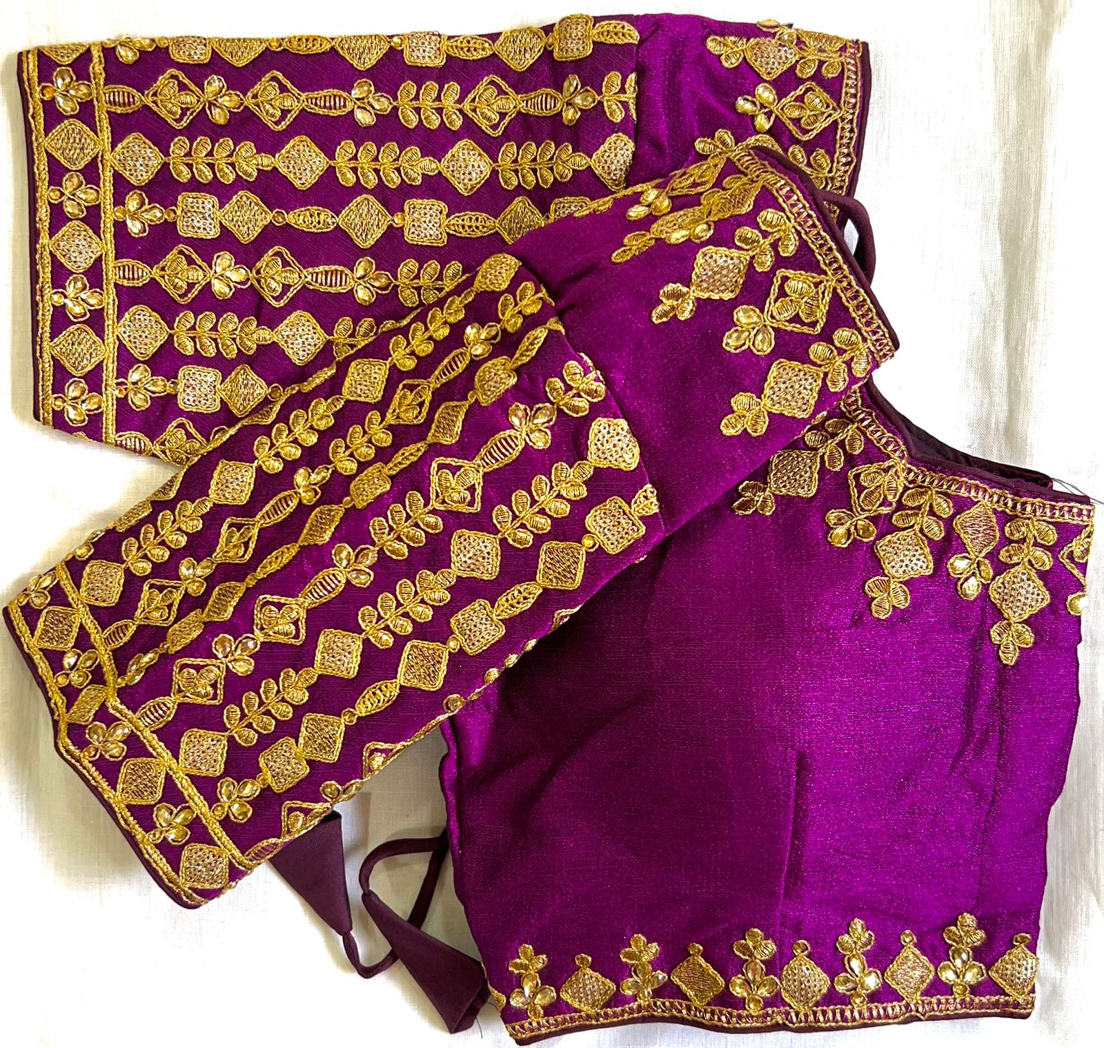 Wine color phantom silk sequins work blouse images
