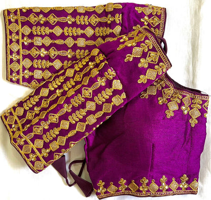 Wine color phantom silk sequins work blouse images