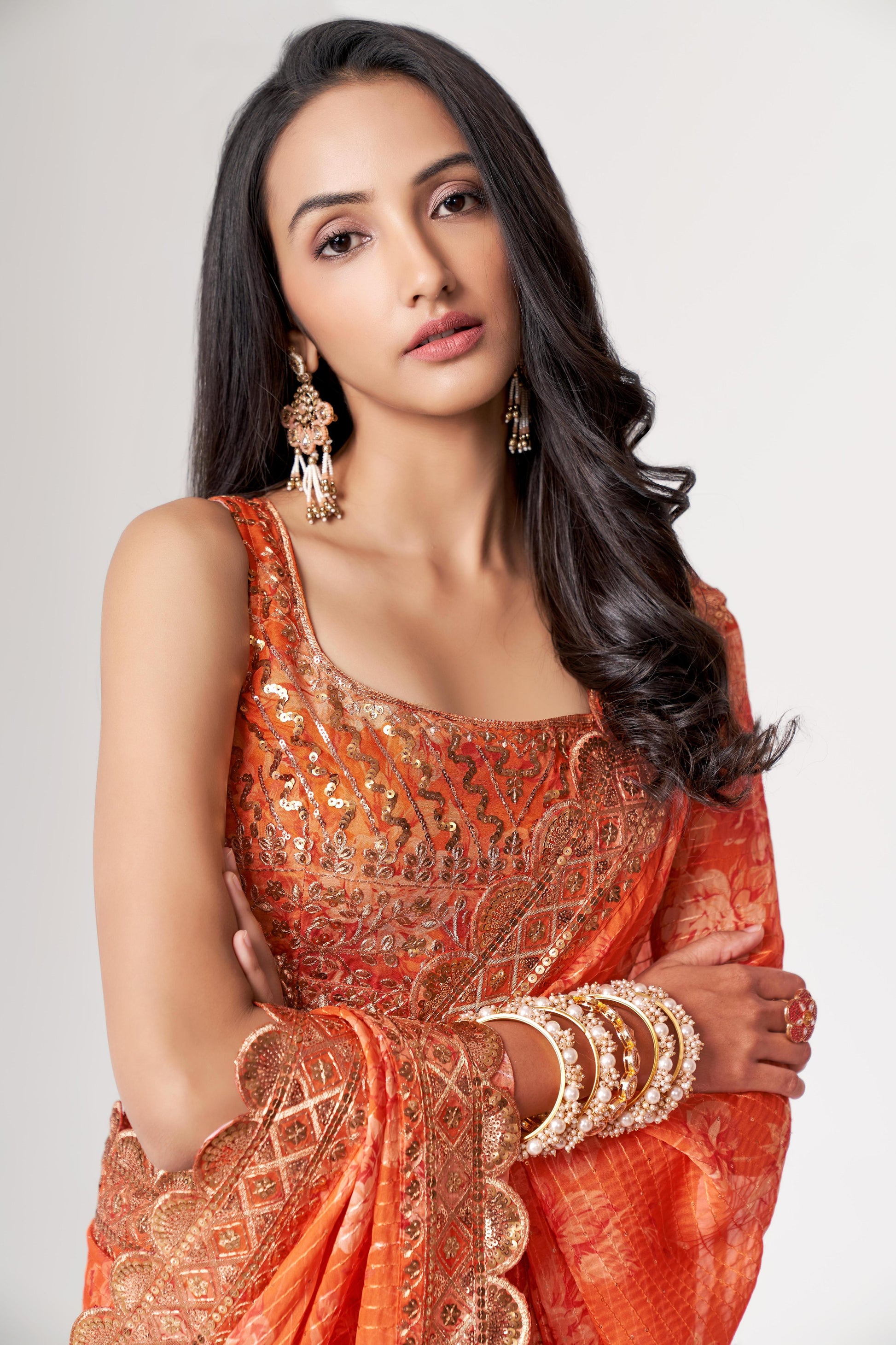 Organza saree party wear online shopping
