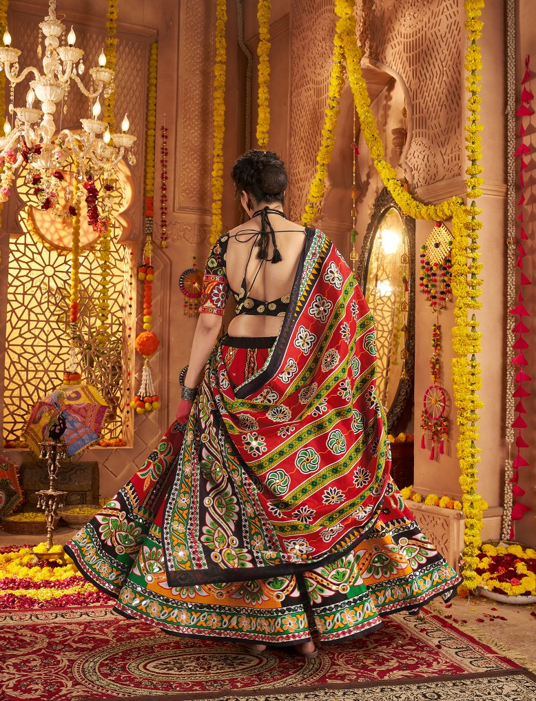 Maroon printed lehenga choli with dupatta
