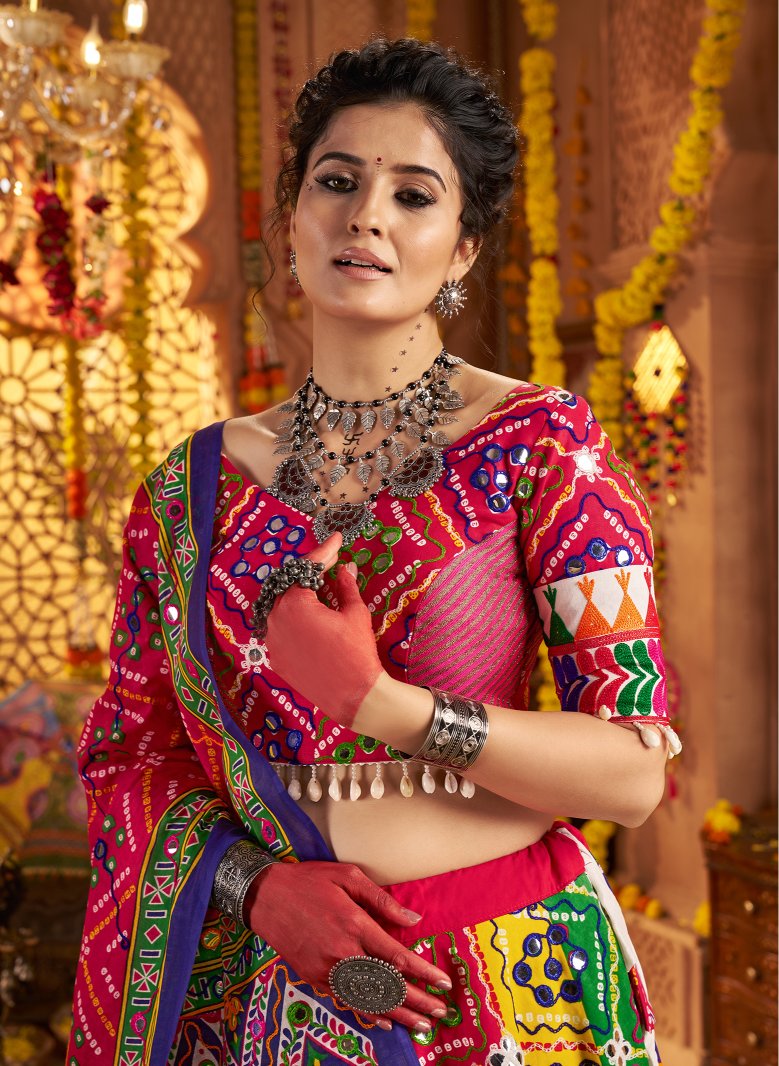 Printed multi color lehenga with online