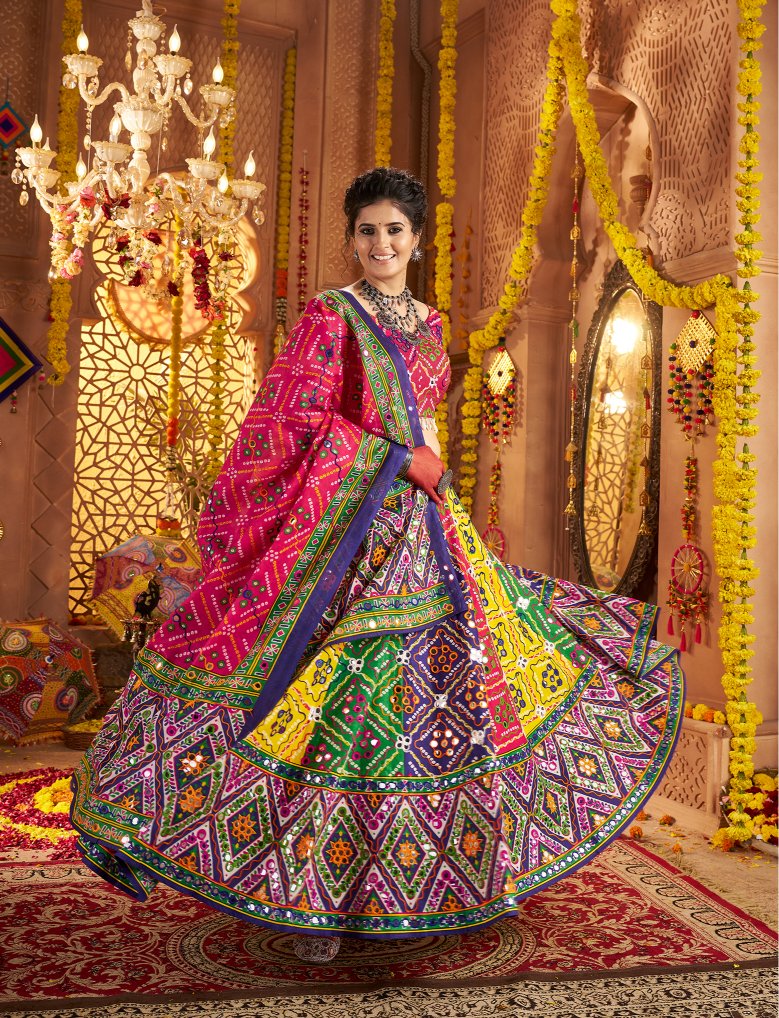 Multi color cotton chaniya choli for festive