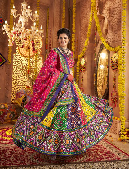 Multi color cotton chaniya choli for festive