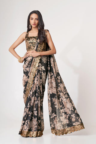 bridal black saree