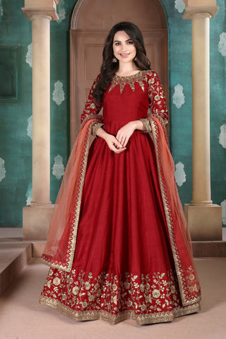 Maroon gown Party Wear
