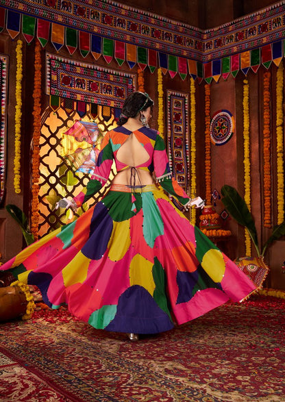 Multi color muslin chaniya choli for navratri