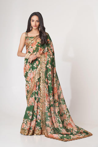 green designer sarees for wedding