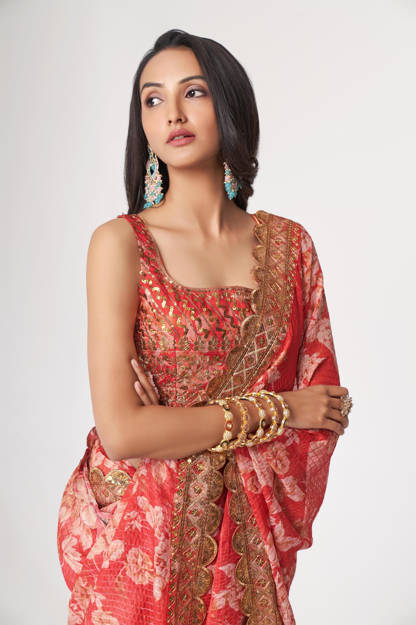Red organza saree for wedding with price
