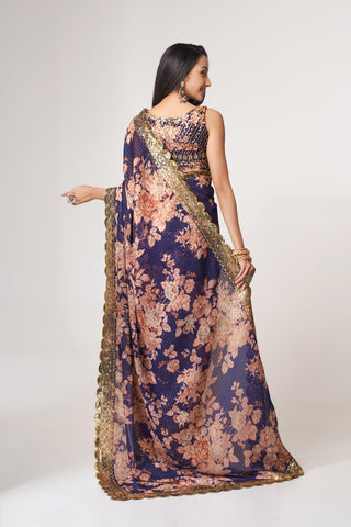 Purple Color Organza Saree Indian Party Wear Sarees