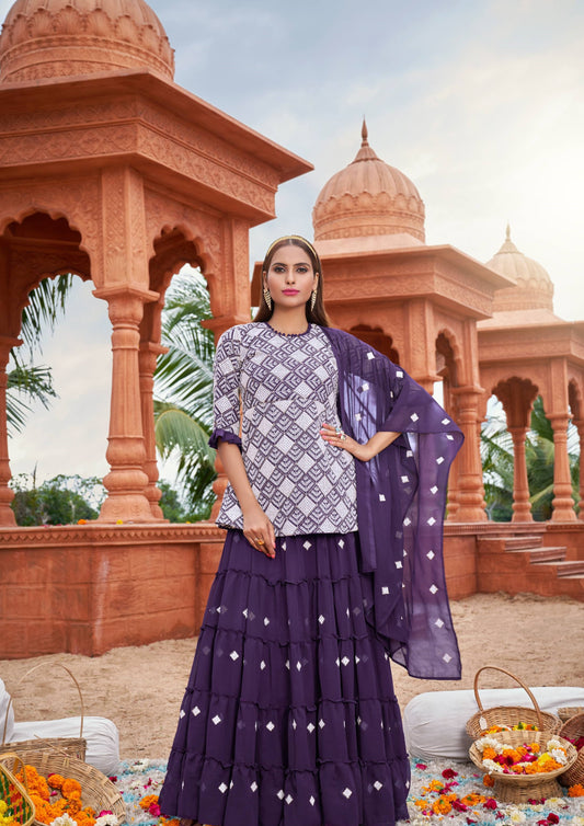 Purple color georgette lehenga choli for wedding