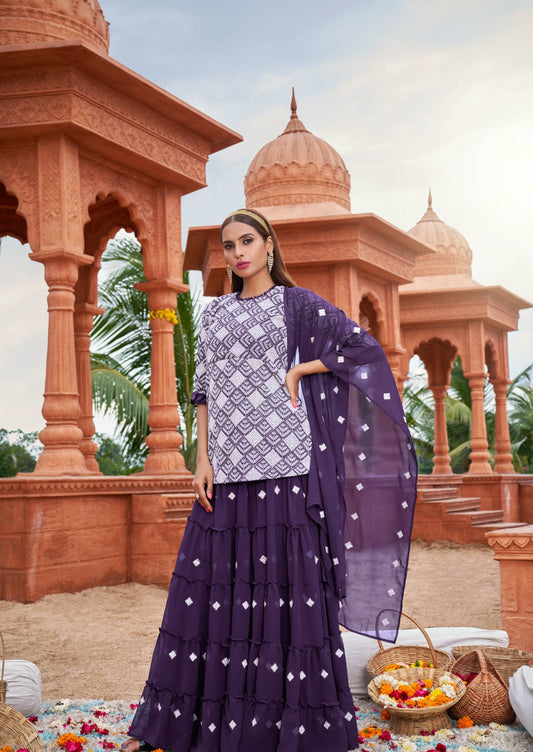 Purple color georgette lehenga choli for women