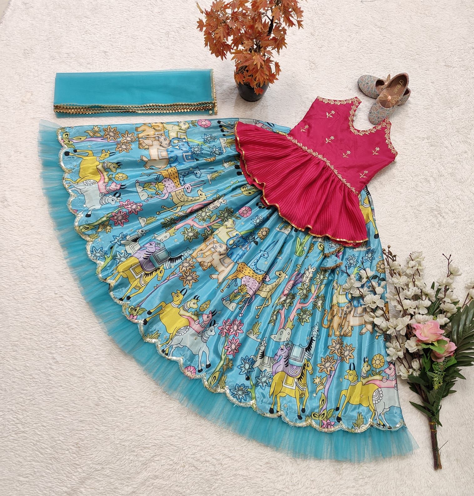 Sky color georgette lehenga online shopping
