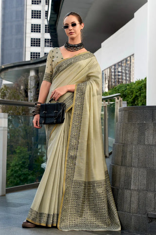 Mehendi color tissue silk saree for women